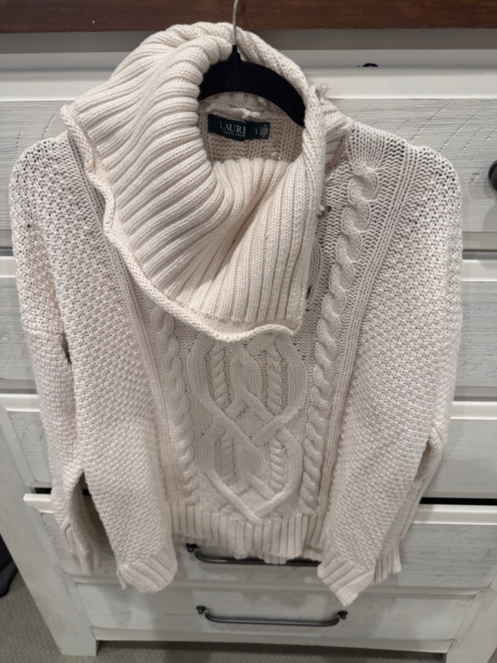 Lauren Ralph Lauren Ivory Cable Cowl Turtleneck Sweater